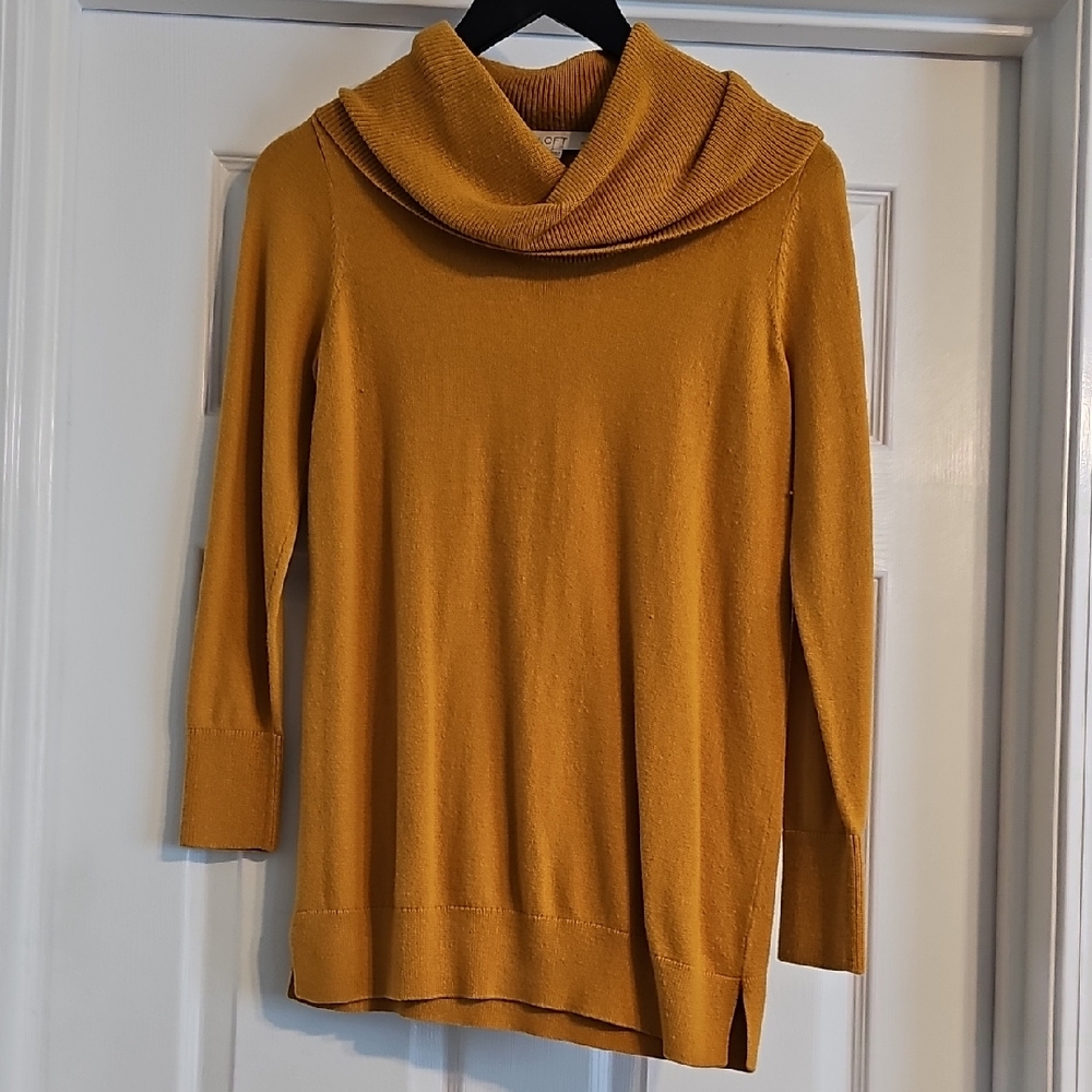LOFT Mustard Cowl Neck Sweater